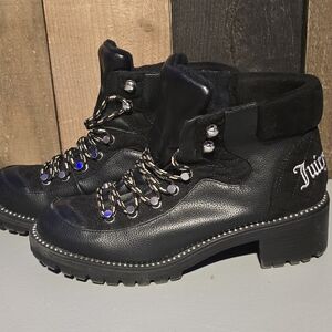 Juicy Couture Black Indulgence Hiker Boots - Size 8